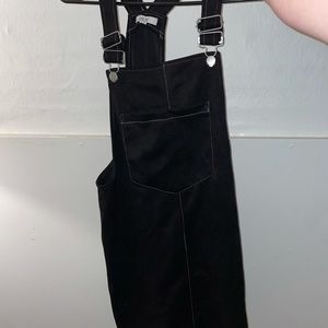 Black Suede Overall dress midi